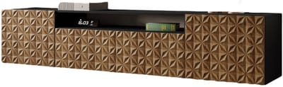 TV-kast Cali, woonwand, lowboard, tv-standaard, woonwand, woonkamer, tv-board, woonkamermeubels, televisie, highboard, TV-kast, tv-lowboard, 200 cm, 3 deuren, zwart, bruin