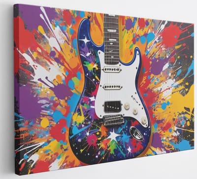 Saammp Canvas Schilderij - Gitaar - Abstract - 30x20 - Foto op canvas - Wanddecoratie - Muurdecoratie Woonkamer - Slaapkamer decoratie - Canvas Print