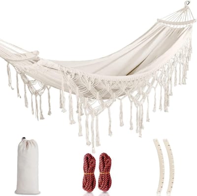 Comfortabele Hangmat met Franje tot 227 kg - Duurzaam Canvas voor Buiten, Tuin en Bruiloft Decoratie