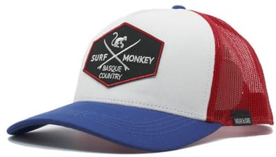 Surf Monkey - Trucker Cap - 5 Panel - One Size - Organisch Cotton - Blauw rood