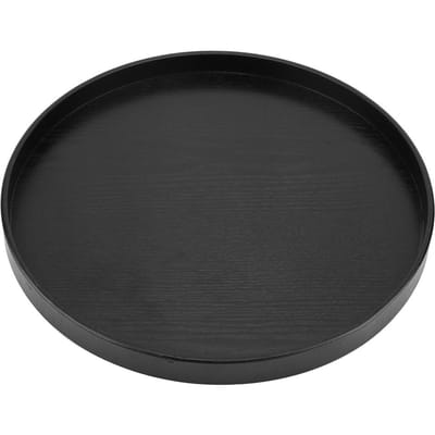 Rond Natuurlijk Houten Serveerblad Houten Bord Thee Eten Server Schalen Water Drinken Schaal 33cm black