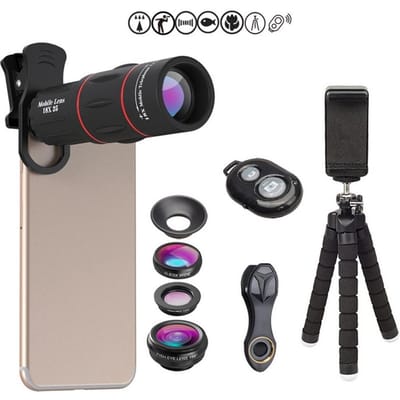 APEXEL 18X Lange Focus Fisheye Groothoek Macro 4-in-1 Universele Externe Camera Telefoonlens