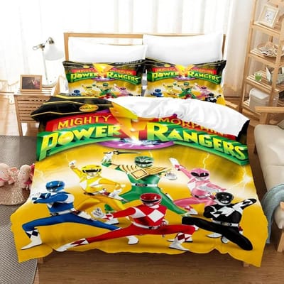 Mighty morphin Eenpersoons Tweepersoons Queen King Size Beddengoedset Volwassen Jongens Slaapkamer Dekbedovertreksets 3D Print Anime 140x200cm 3pcs