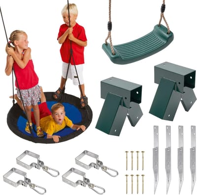 Schommelset Tuin - Speeltuin Set - Buiten Spelen - Inclusief Nestschommel - Tot 150 kg - Groen