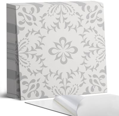 Coloray Plaktegels - Bloemenpatroon met details Portugese Tegels - 30 cm x 30 cm - Grijs Plaktegels - 9 stuks - Vierkant PVC Tegels - Plaktegels Keuken - Zelfklevende Vloertegels - Vinyl Tegels - Zelfklevende Tegels
