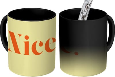 Magische Mok - Foto op Warmte Mokken - Koffiemok - Nice - Oranje - Geel - Minimalistisch - Magic Mok - Beker - 350 ML - Theemok
