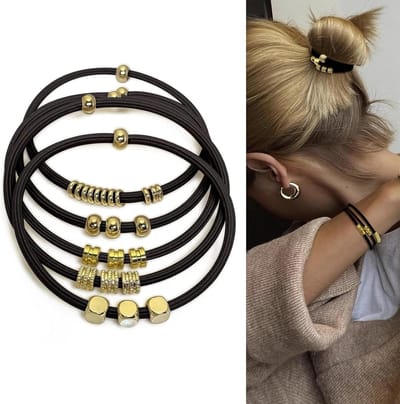 Boho haarbanden en scrunchies set - 5 stuks, zwart