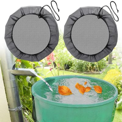 Dailygoods- Regenton Net - 2 Stuks - Ø 95 cm - Bescherming tegen Bladeren/Insecten - Verstelbaar met Trekkoord - Geschikt voor Regenvaten tot 90 cm - Regentonhoes