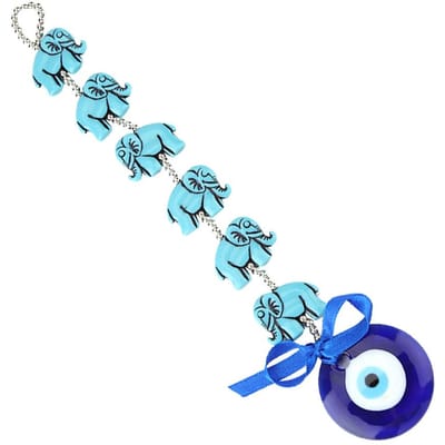 Blauw Boze Oog Olifant Kwastje Muurhanger Hanger Amulet Zegen Decor blue