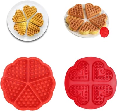 Herbruikbare Siliconen Wafelvormen in Hartvorm, Ideaal voor Wafels en Taarten, Geschikt voor Airfryers en Bakken