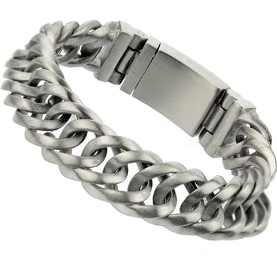 Bukovsky - Geborstelde Stalen Heren Schakelarmband - "Prestige Limited Edition" - 18 cm - Zilverkleur - Mat - Rvs - 316L Stainless Steel