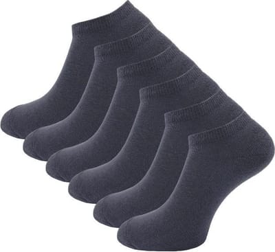 6 paar Badstof sneakersokken - SQOTTON® - Antraciet - Maat 35-38