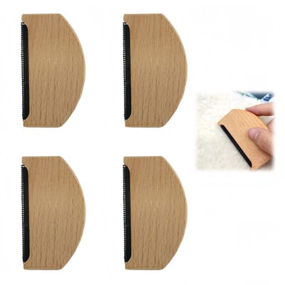 4 stuks - Houten kasjmiertrui - Kasjmier Kam - Wolkam - Cashmere kam - Pluizenverwijderaar - Draagbaar - Hout - Natuurlijke houtkleur - 7,5 x 4,3 cm - Voor gebreide sjaals, wollen jassen en broeken