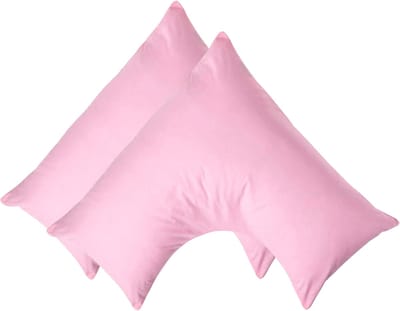 Homescapes Percale Katoen V-Kussensloop Set van 2 - Roze - 100% Egyptisch Katoen - 200TC - 38 x 76 cm