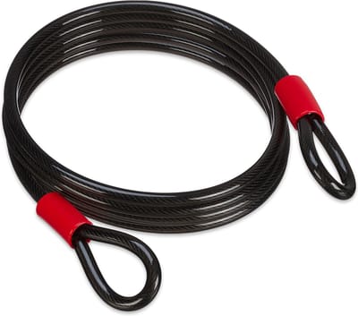 staalkabel - met lussen - Ø 12 mm - 5 m - geplastificeerde stalen kabel - zwart