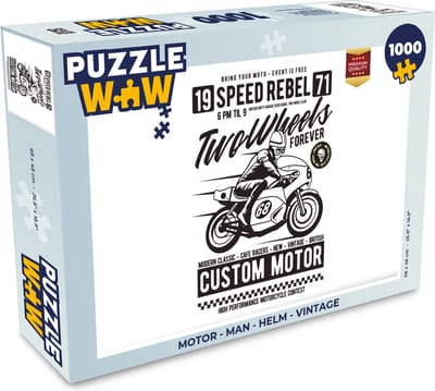 Puzzel Motor - Man - Helm - Vintage - Legpuzzel - Puzzel 1000 stukjes volwassenen