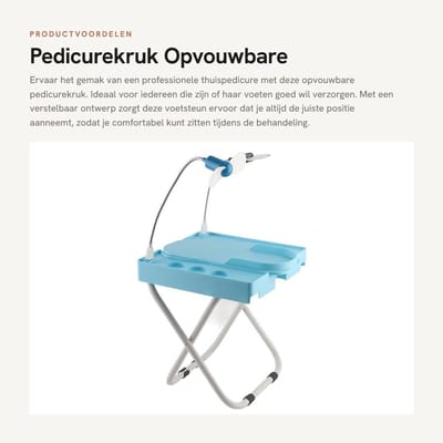 Dailygoods- Pedicurekruk Verstelbaar - Opvouwbaar Voetenbankje - Antislip - Stevige Poten - Ingebouwde Opbergruimte - Geschikt voor Thuispedicure - Voetenbank