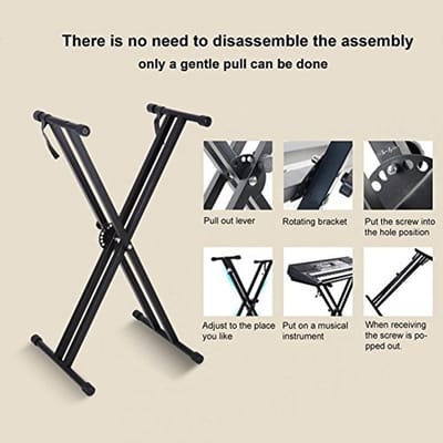 Dailygoods - Toetsenbord Stands - Draagbare Keyboard Stand - Verstelbare Hoogte - X-Style - Geschikt voor 61 of 88 Sleutels - Muzikanten