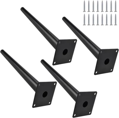 Tafelpoten Set - Meubelonderstel Vierkant - Meubels Maken - Schuin Staalontwerp - 40 cm - Zwart