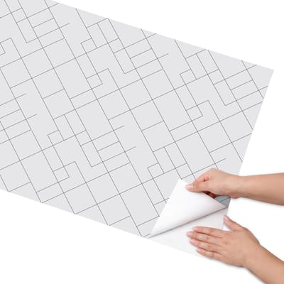 Coloray Meubel Wrap Folie - Grijs Meubelfolie - 65x130 cm - Meubelfolie Zelfklevend Geometrische patronen - Wrapfolie Keuken - Minimalist Meubelfolie - Decoratiefolie - Tafeldecoratie - Geometrie