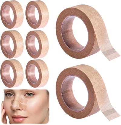 Flexibele Medische Hechtband, Ademend Micropore Tape voor Huidwondverzorging, Cosmetische Wimperextensions en Sport, 1.2 cm x 9.14 m, 8 Rollen