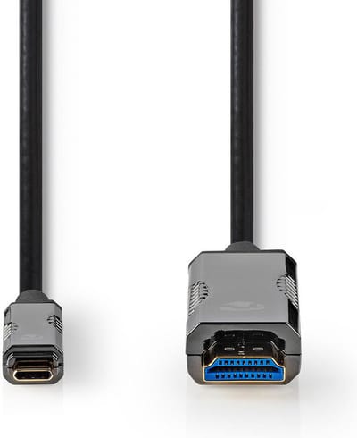 Nedis Actieve Optische USB-Kabel - USB-C Male - HDMI Connector - 18 Gbps - 5.00 m - Rond - PVC - Zwart - Gift Box