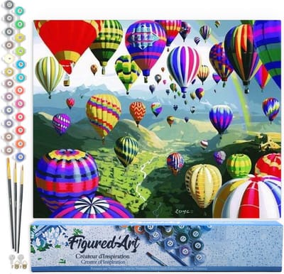 Figured'Art Schilderen op Nummer Volwassenen canvas Hete lucht ballonnen - Handwerk acrylverf Kit DIY Compleet - 40x50cm zonder frame