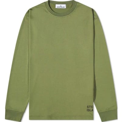 Stone Island Logo Ronde Hals Verlaagde Schouders Lange Mouwen T-shirt Heren Tops Olijfgroen 771520336-V0058 L gray