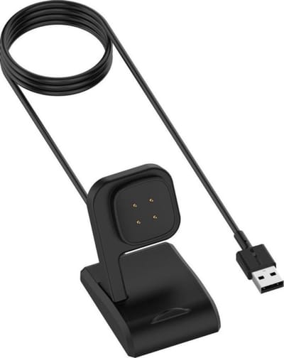 DrPhone DockFB - USB Oplaadkabel Adapter + Dock - Geschikt voor Fitbit Versa 4/3 /Sense/Sense 2  - Zwart