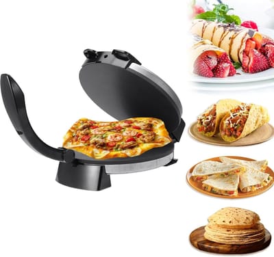Roti Maker Electric, 10 Inch Non-Stick Tortillapers met temperatuuraanpassing, ideaal voor het maken van pizza, quesadilla's, omeletten en meer