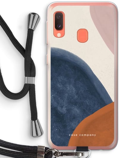 Case Company® - Hoesje met koord geschikt voor Samsung Galaxy A20e hoesje met Koord - Geo #1 - Telefoonhoesje met Zwart Koord - Bescherming aan alle Kanten en Over de Schermrand