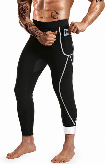 Sauna Broek Heren voor Sport en Afslanken met Hoge Taille
