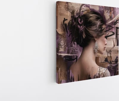 Saammp Canvas Schilderij - Vrouw - Paars - 20x20 - Foto op canvas - Wanddecoratie - Muurdecoratie Woonkamer - Slaapkamer decoratie - Canvas Print