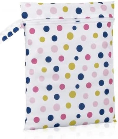 Grote luiertas, waterdichte en herbruikbare wettas, luiertas voor onderweg en luiertas, organizer, stoffen luiers, neuszakken met roze polka-punt-design, 30 cm x 40 cm, zoals afgebeeld,