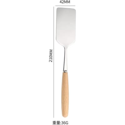 Spatule à steak carrée en acier inoxydable, manche en bois, pelle à pizza, crêpes, bœuf, grattoir, ustensiles de barbecue pour la cuisine white