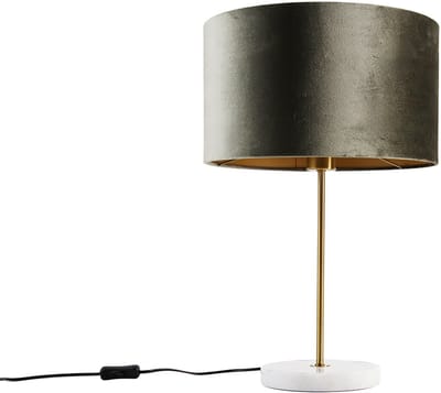 QAZQA kaso shade - Klassieke Tafellamp met kap - 1 lichts - H 55 cm - Messing - Woonkamer | Slaapkamer | Keuken