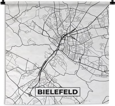 Wandkleed - Wanddoek - Bielefeld - Plattegrond - Kaart - Stadskaart - 180x180 cm - Wandtapijt