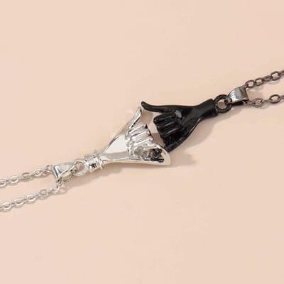 Zwart-wit Metalen Gebaren Koppel Ketting, Gepersonaliseerde Mannen- en Vrouwenhanger Twee-delige Sieraden gray