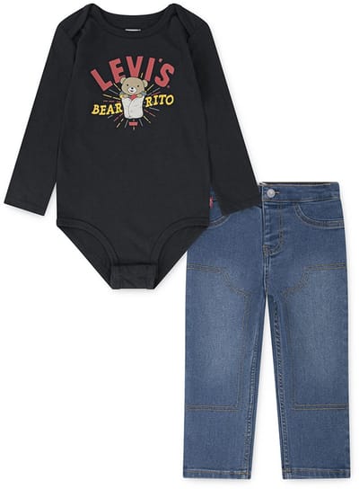 Levi´s ® Kids Bearrito Denim Set Met Lange Mouwen Blauw,Zwart 24 Months Kinderen