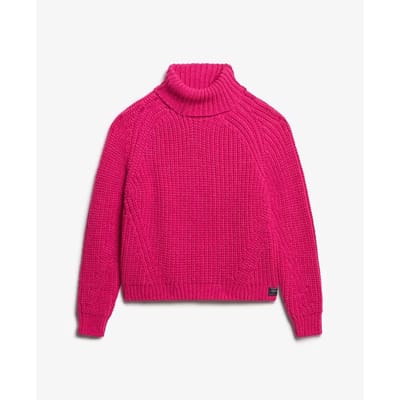 Superdry - Wijdvallende gebreide coltrui met stiksels - Dames - Sweaters