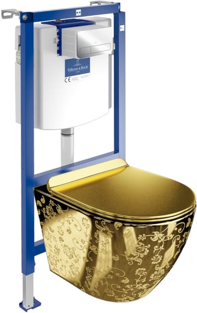 Villeroy & Boch ViConnect Toiletset - Wandcloset SOFI GOLDEN EYE - Randloos - Bedieningsplaat Chroom