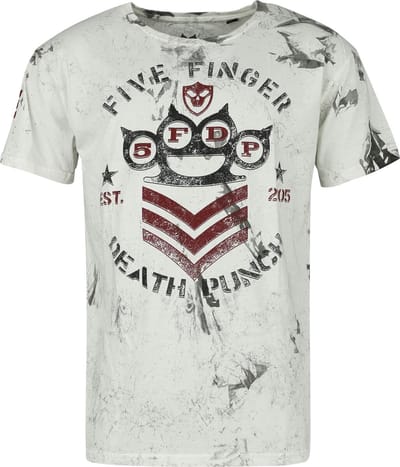 Five Finger Death Punch Logo Heren T-shirt - wit/grijs - S