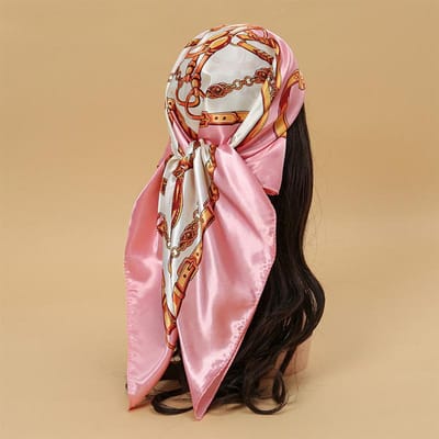 Luxe Bandana Zijde 90*90cm Vierkante Sjaal Dames Satijnen Sjaal Wrap Hoofddoek Vrouwelijke Sjaals Haarband Pols Zakdoek 90x90cm brown