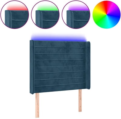 vidaXL - Hoofdbord - LED - 93x16x118/128 - cm - fluweel - donkerblauw