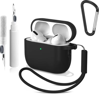 Siliconen hoesje voor AirPods Pro 3 2025, schokbestendig en anti-kras, inclusief reinigingsborstel en karabijnhaak, 4-in-1 accessoires voor optimale bescherming en gebruiksgemak