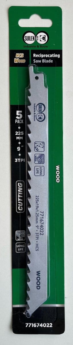 Suilen Reciprozaagbladen - 225mm - hout - set 5 stuks