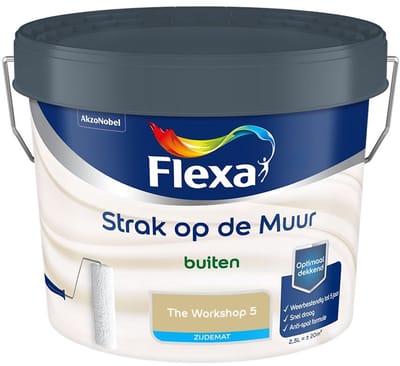 Flexa - Strak Op De Muur Buiten Zijdemat - The Workshop 5 - Mengverf - 2,5 L