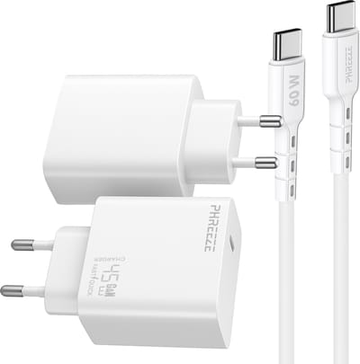 Phreeze usb C oplader 45w met usb C naar usb C kabel - Power Delivery snellader - PPS fast charging