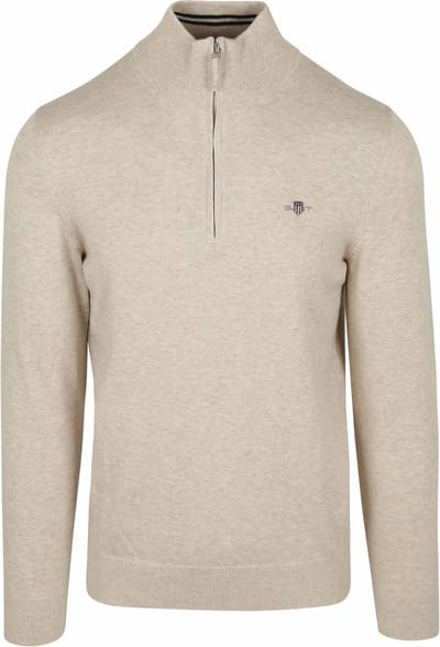 Gant Half Zip Trui Lichtbeige - Maat 3XL - Heren - Schipperstrui