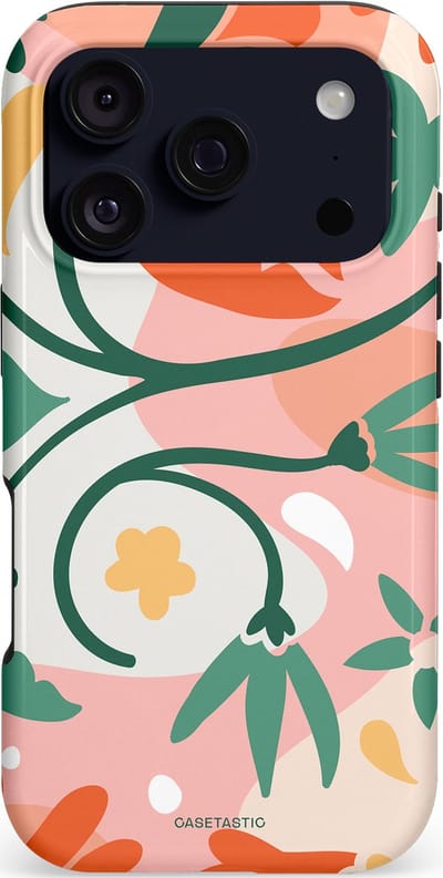 Casetastic hoesje geschikt voor Apple iPhone 17 Pro - MagSafe - Dubbellaagse bescherming - Bloesem Pastels - Fashion Case - Perzik Wit Crème Saliegroen